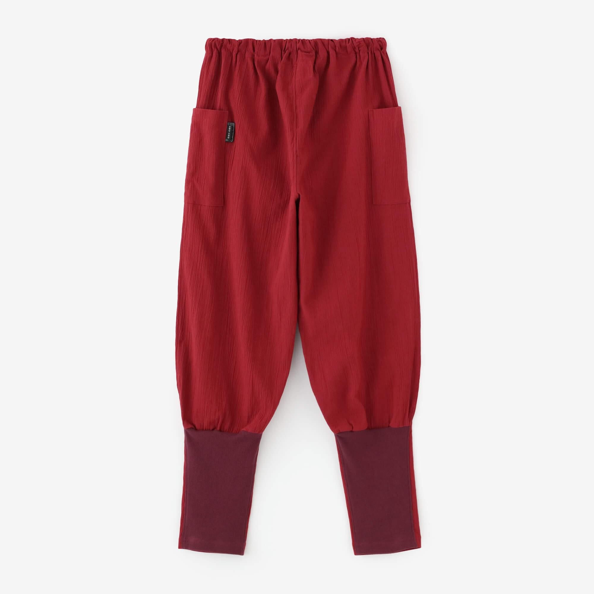 Chizimi Cotton 20/20 Harem Pants / Dark Red