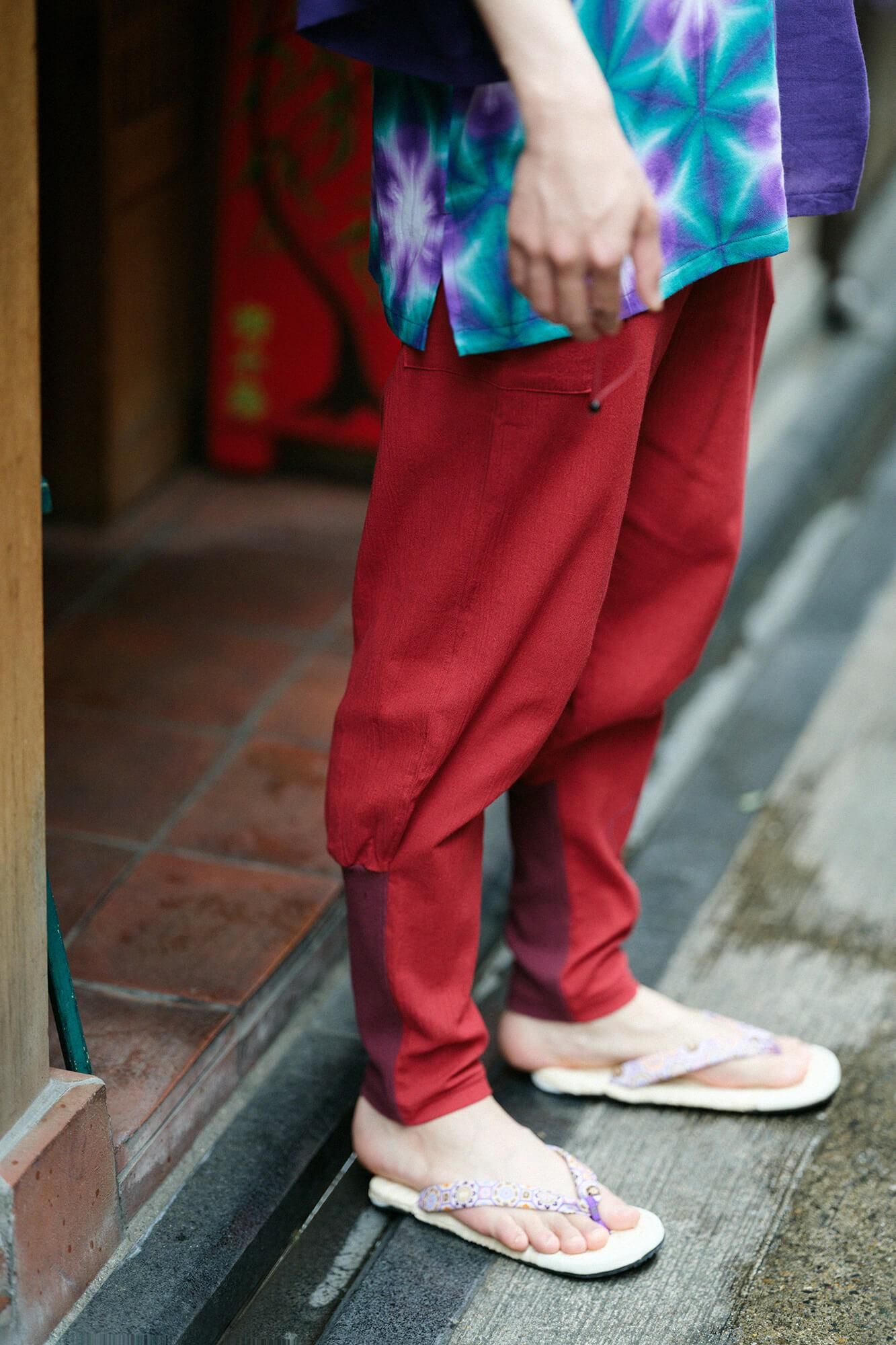 Chizimi Cotton 20/20 Harem Pants / Dark Red