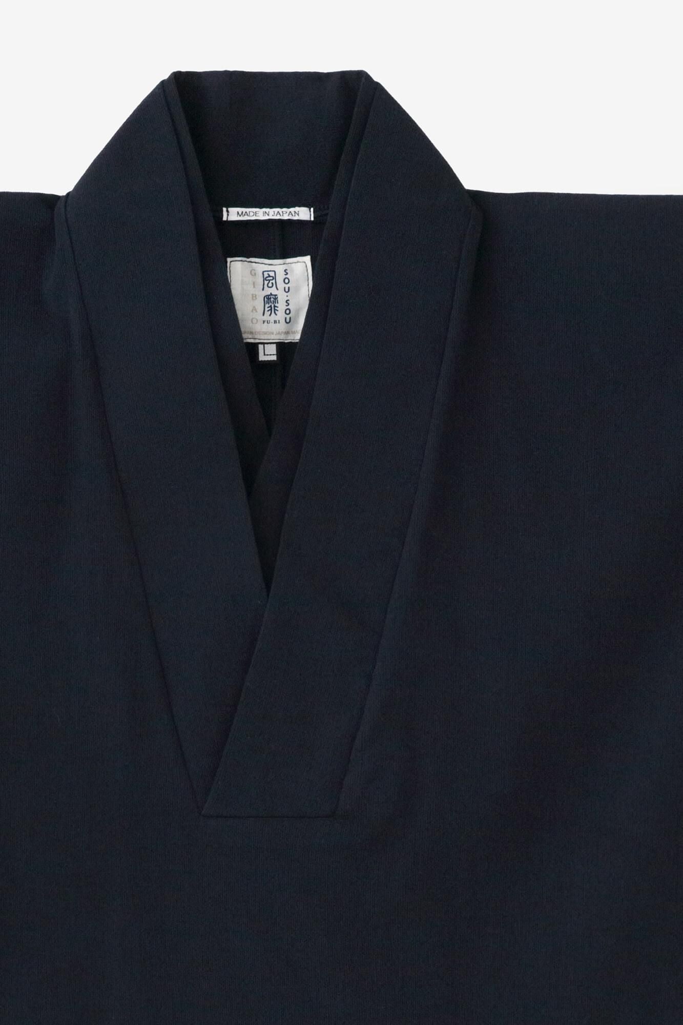 Chizimi Cotton 40/40 Sleeveless Fubi Double Collar Shirt / Dark Blue