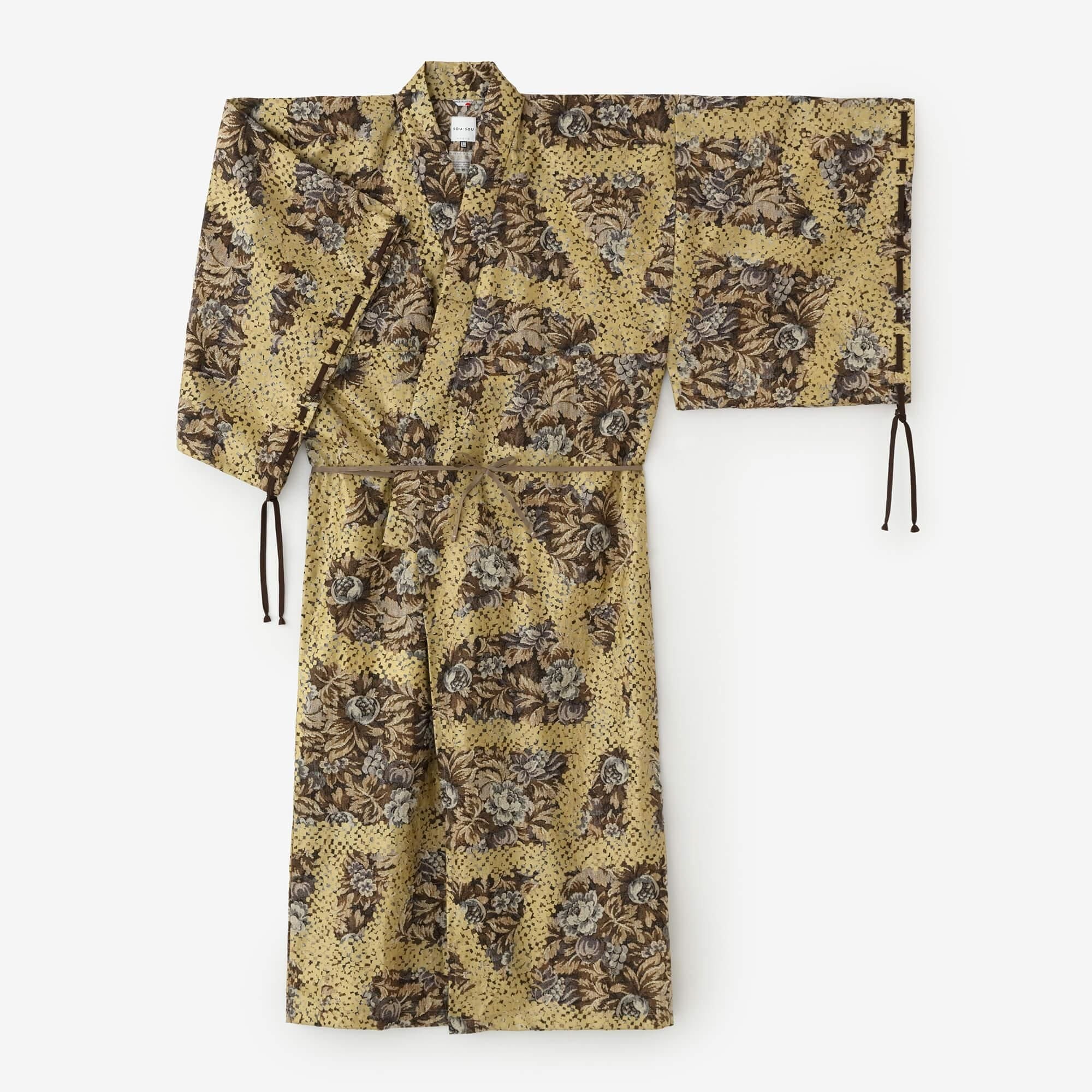 Roll-up Hem Simple Kimono / Chinese Flower with Tied-up