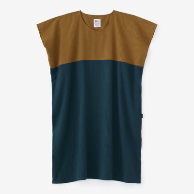 【net limited】Chizimi Cotton 40/20 Akiha Rectangular Dress Bi-color / Agarwood Color x Greyish Blue-green