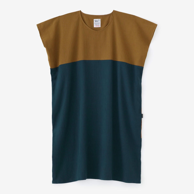 【net limited】Chizimi Cotton 40/20 Akiha Rectangular Dress Bi-color / Agarwood Color x Greyish Blue-green
