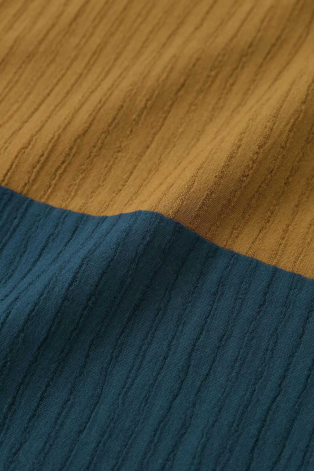 高島縮棉40/20空羽長方形洋裝雙色/沈香木色x青綠色