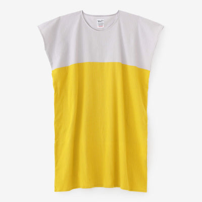 Chizimi Cotton 40/20 Akiha Rectangular Dress Bi-color / Pale Grey x Canary Color