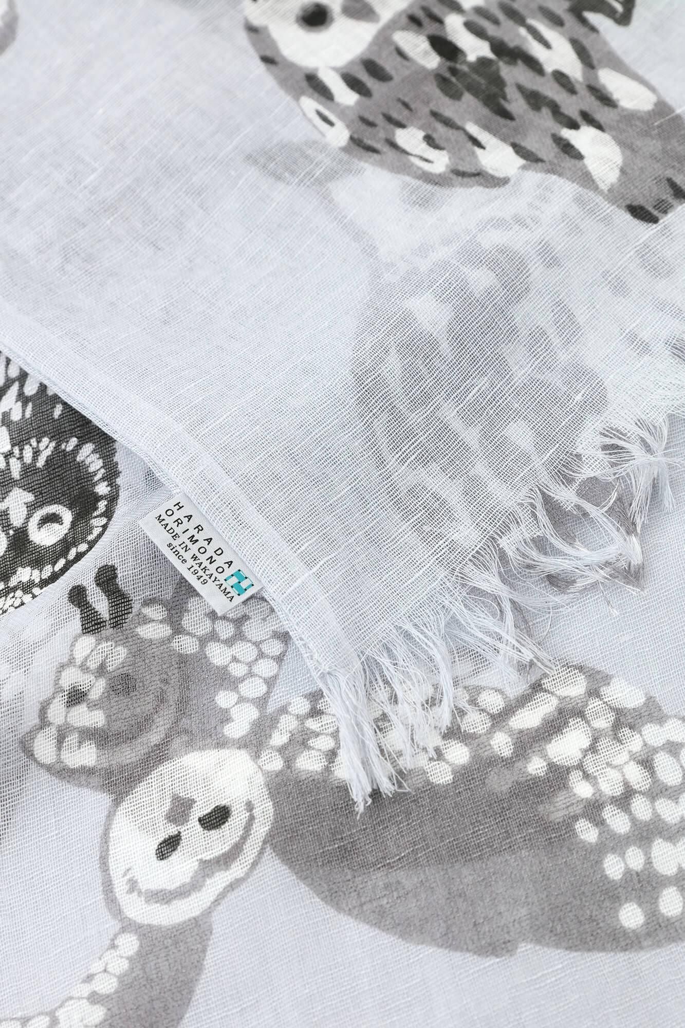Cotton-linen Blend Ring-shaped Scarf / Owl