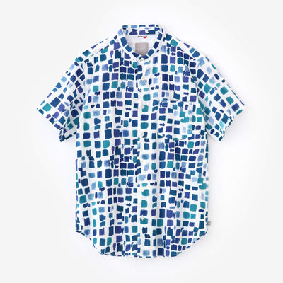 Chizimi Cotton 20/20 Stand Collar Short Sleeve Shirt / Palette Water Blue Color