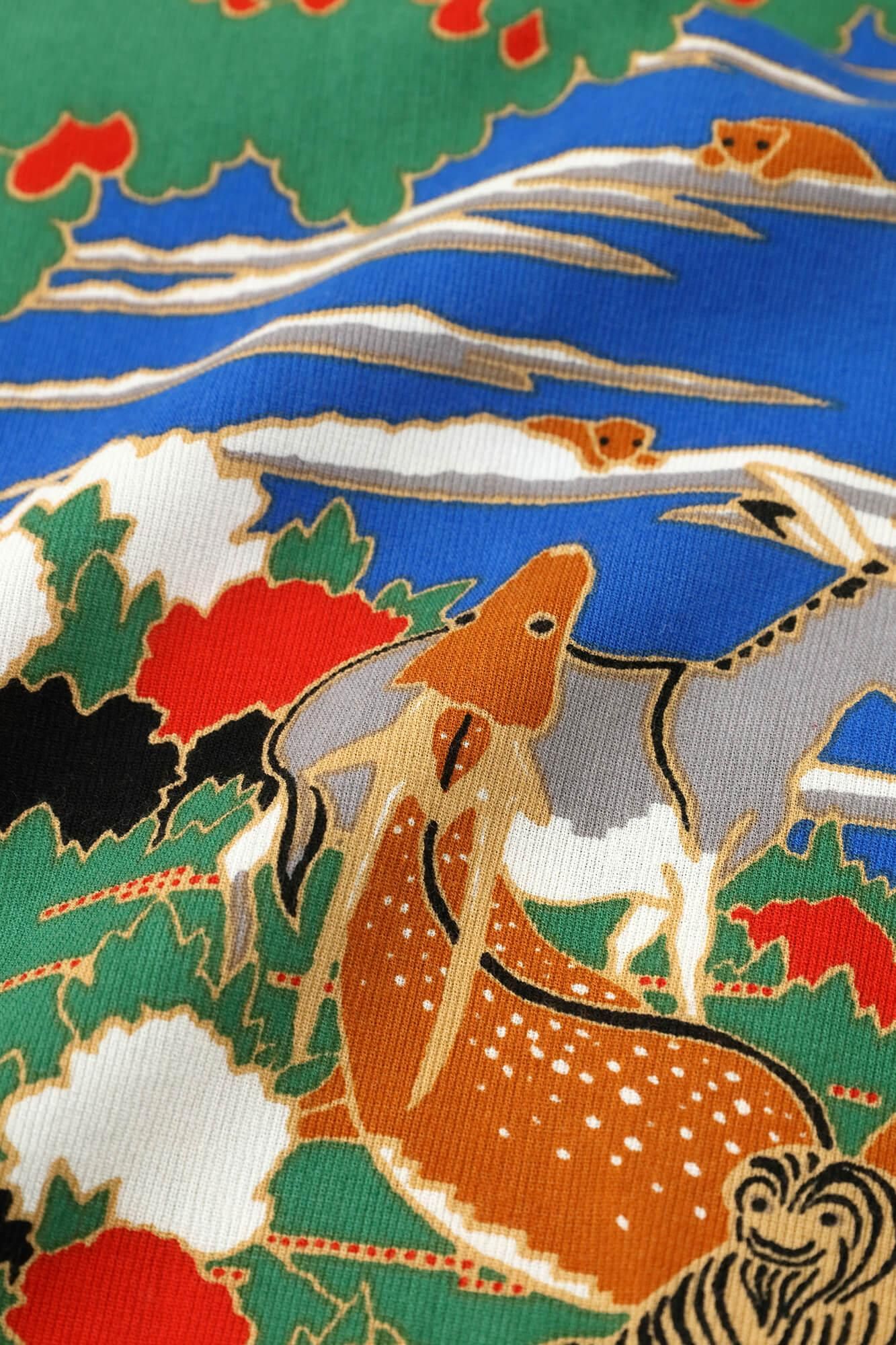 高島縮 40/40 半袖Tシャツ／若冲（じゃくちゅう） 鳥獣花木図屏風（ちょう