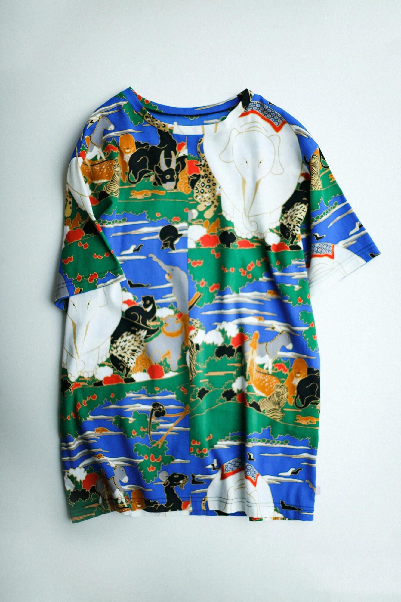 高島縮 40/40 半袖Tシャツ／若冲（じゃくちゅう） 鳥獣花木図屏風（ちょう