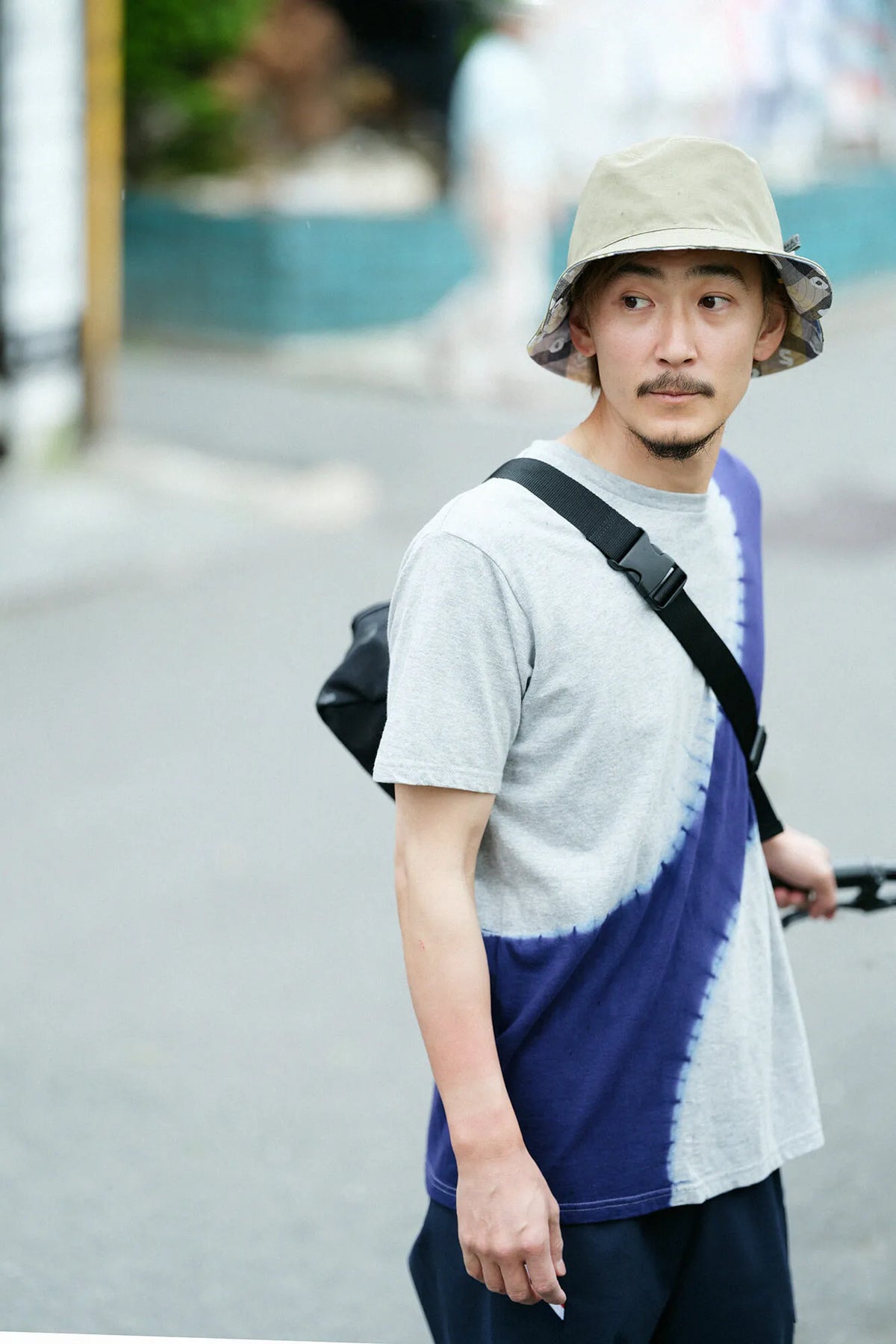 【6月30日頃発送予定】近清絞り 染め分け半袖Tシャツ[5.0]／プラネート ヘザーグレー×ネイビー2