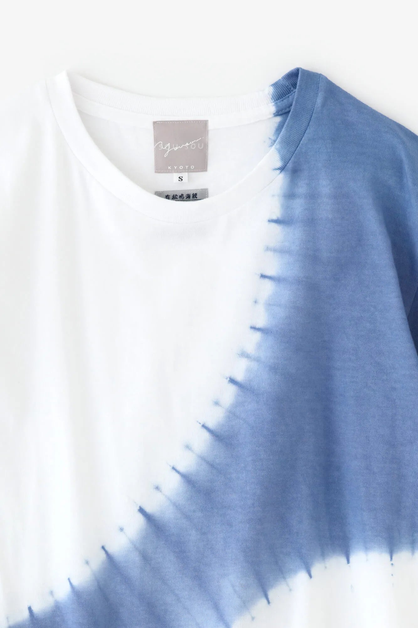 【6月30日頃発送予定】近清絞り 染め分け半袖Tシャツ[5.0]／プラネート ホワイト×スカイブルー