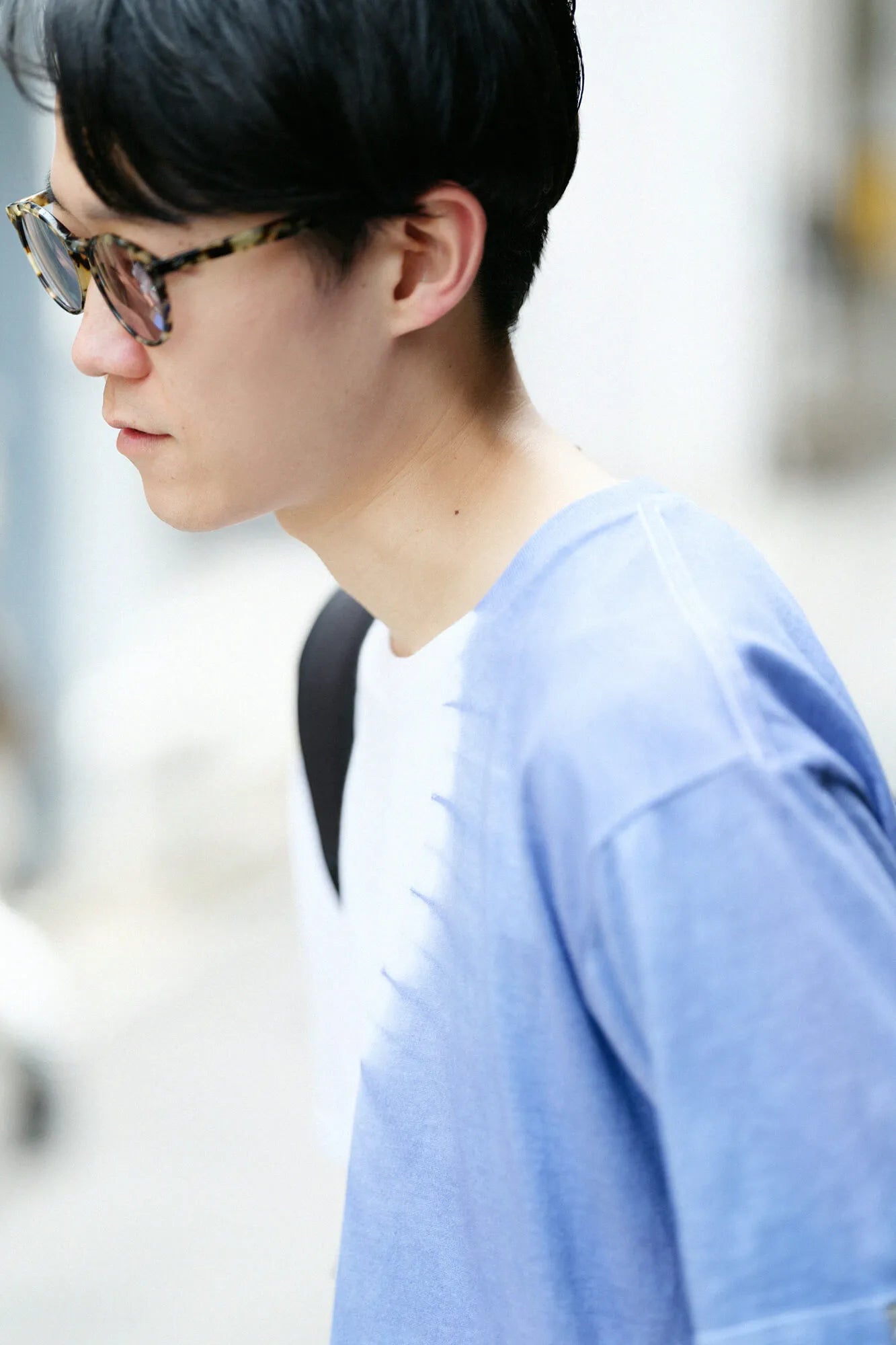 【6月30日頃発送予定】近清絞り 染め分け半袖Tシャツ[5.0]／プラネート ホワイト×スカイブルー