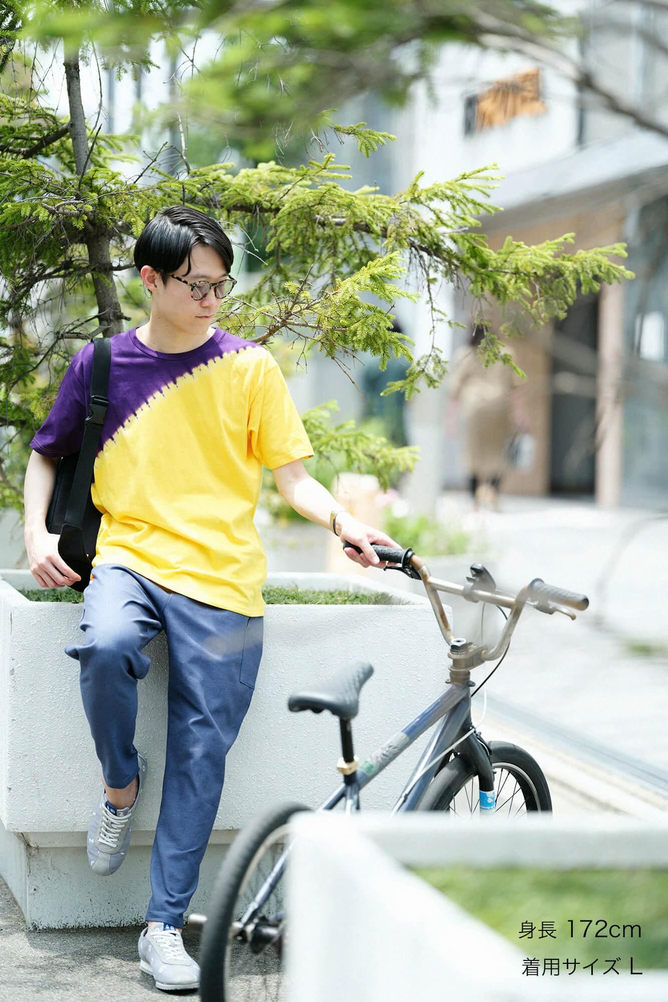 [En ligne uniquement] T-shirt à manches courtes teint à chikaki Shibori [5.0] / Messenger Daisy X Purple