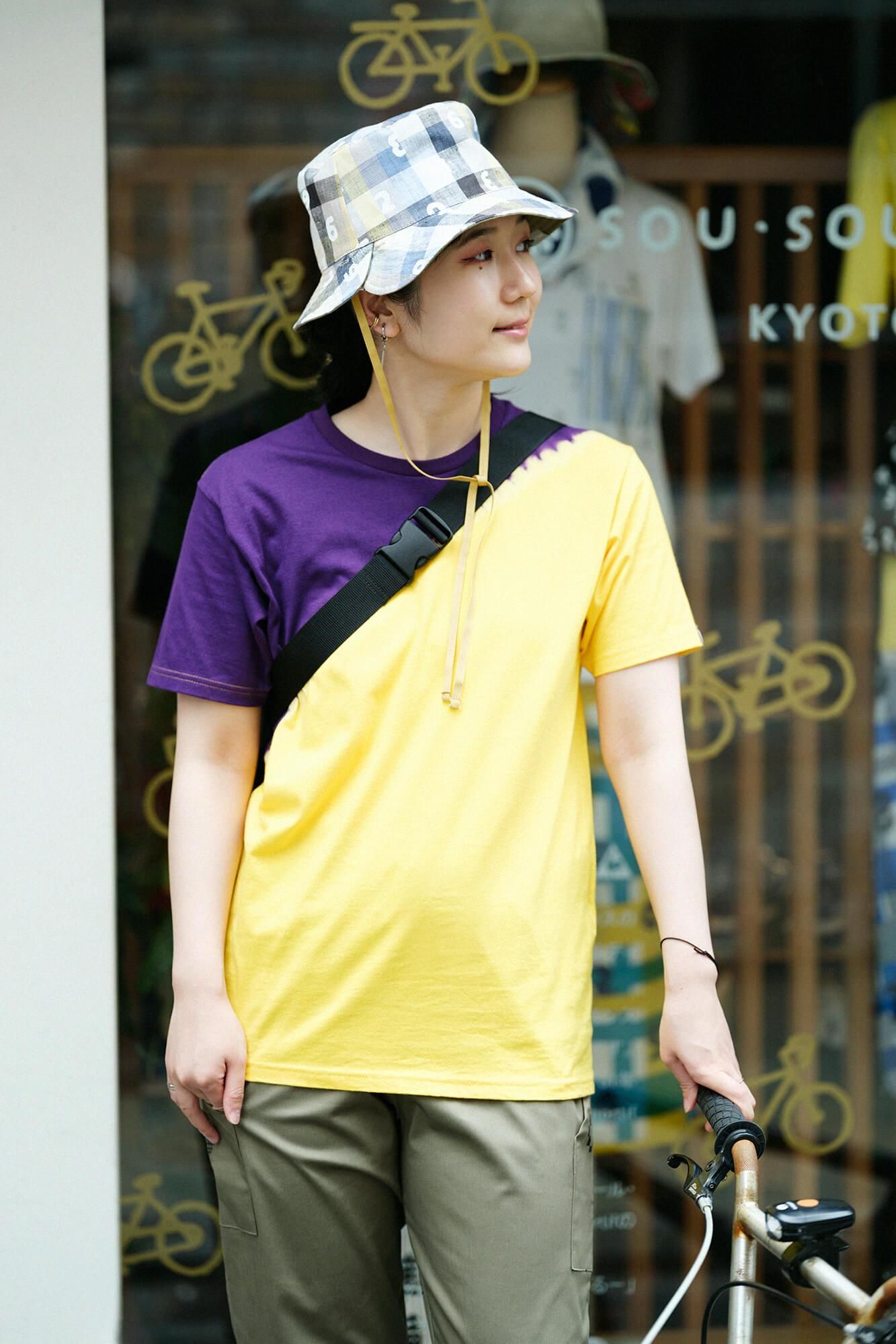 [En ligne uniquement] T-shirt à manches courtes teint à chikaki Shibori [5.0] / Messenger Daisy X Purple