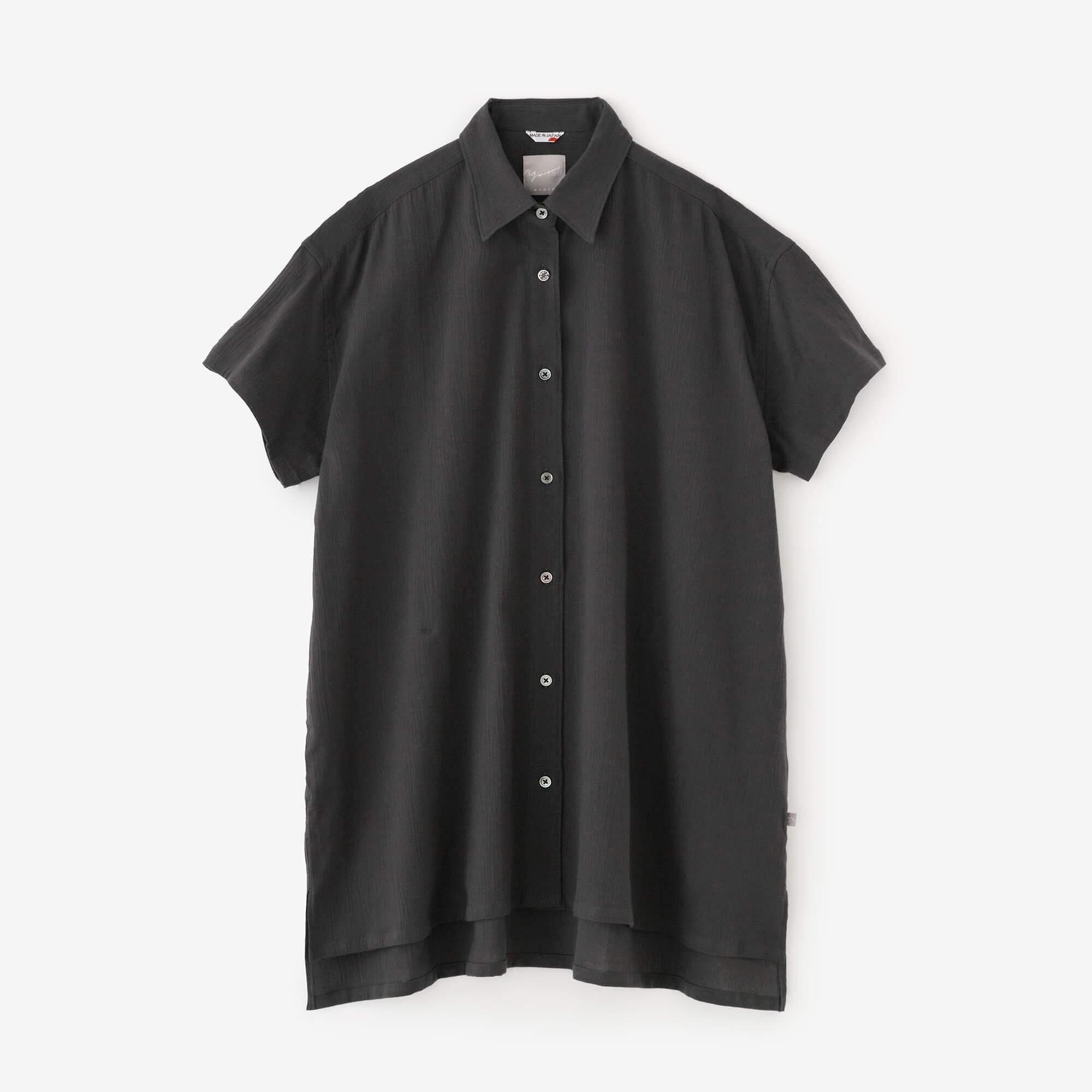 PGG 半袖濃紺シャツ 高島縮 20/20 グランチュニック半袖シャツ／濃鉛（こいなまり）