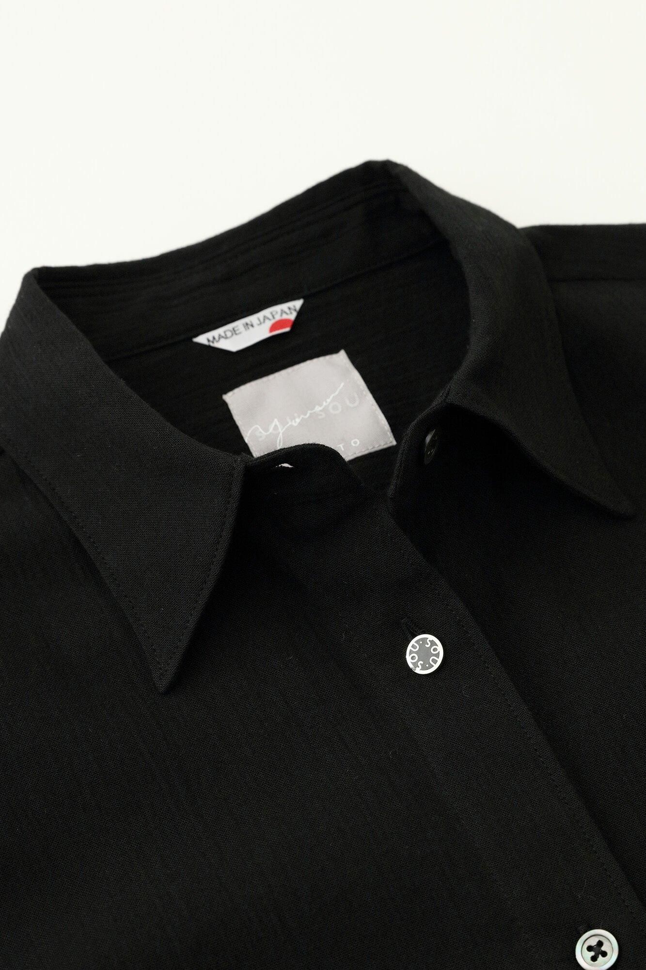 高島縮 20/20 グランチュニック半袖シャツ／濡羽色（ぬればいろ）