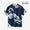 Chizimi Cotton 20/20 Ainasen Stand Collar Short Sleeve Shirt SP／Hokusai The Great Wave off Kanagawa-Recreation