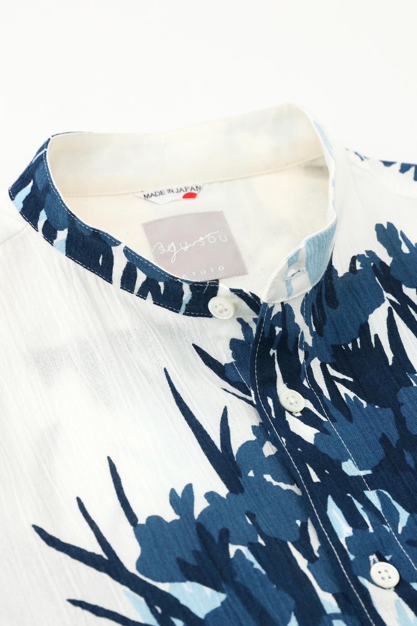 [仅在线] Takashima Shui 20/20 Indigo Printing（Ainasen）支架套圈短袖衬衫SP/Korin tsubameko花屏幕（Kakitsubatazubiobi）副本（传送带）