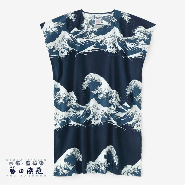 [Expédition prévue vers le 23 juin] Takashima Jiji 20/20 Impression indigo Vêtements rectangulaires / Hokusai Grande vague au large de Kanagawa Copier