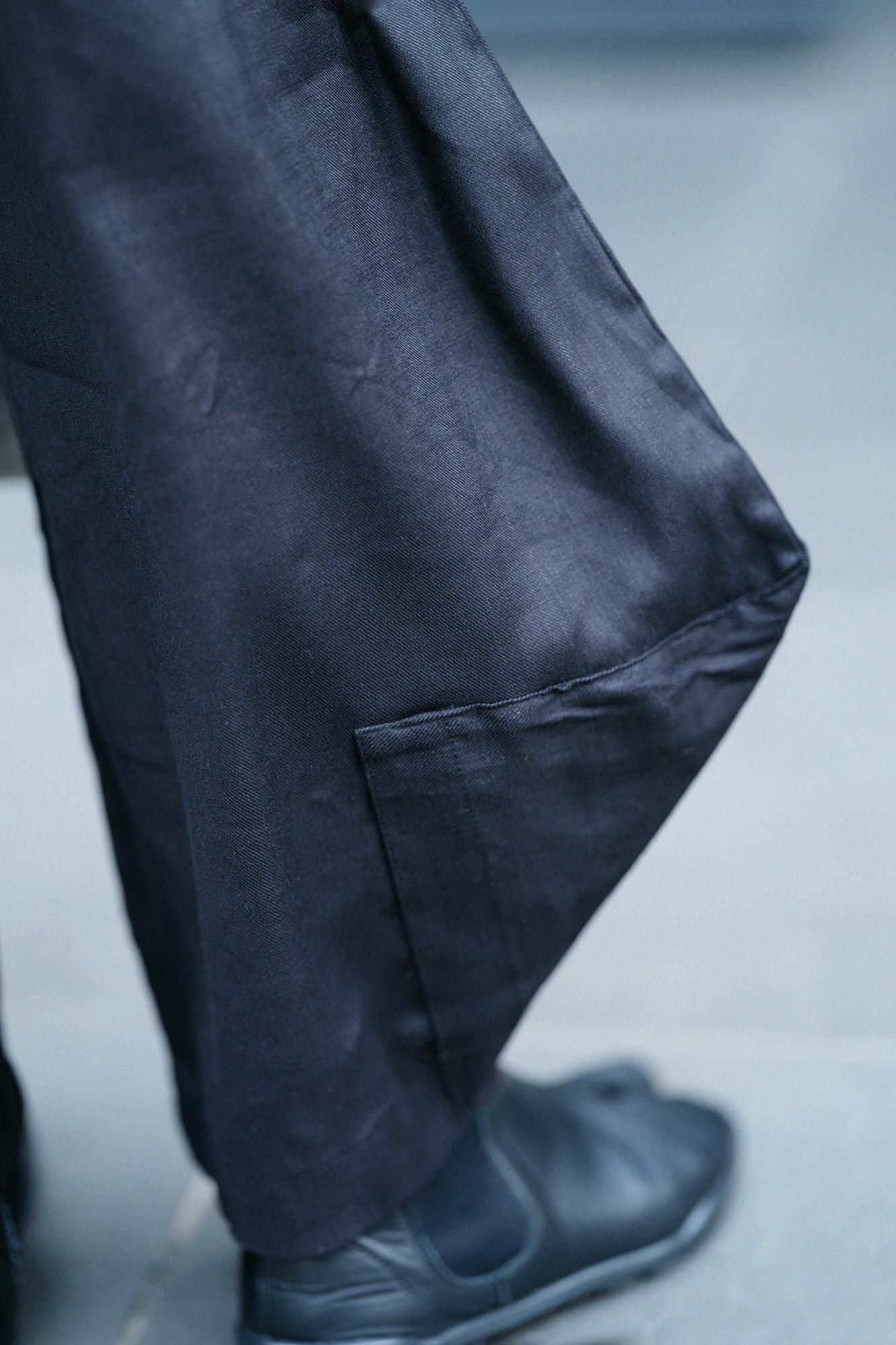 [Versand voraussichtlich um den 3. März herum] Leinen-Stretch-Denim in weitem Schnitt, Monpe, sanfte/nasse Farbe