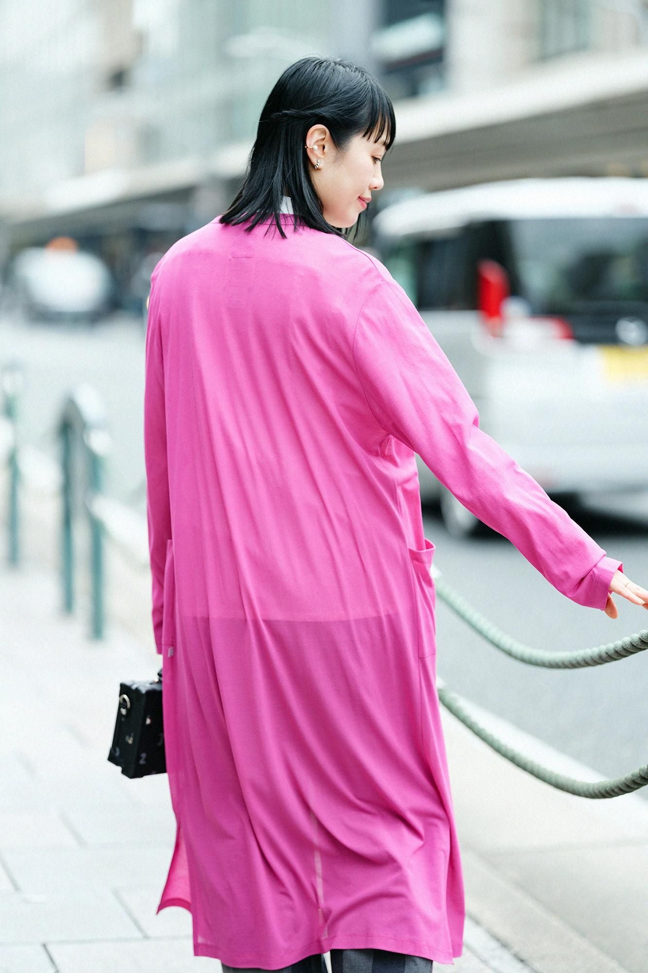 CSS Cotton Long Cardigan / Dark Pink