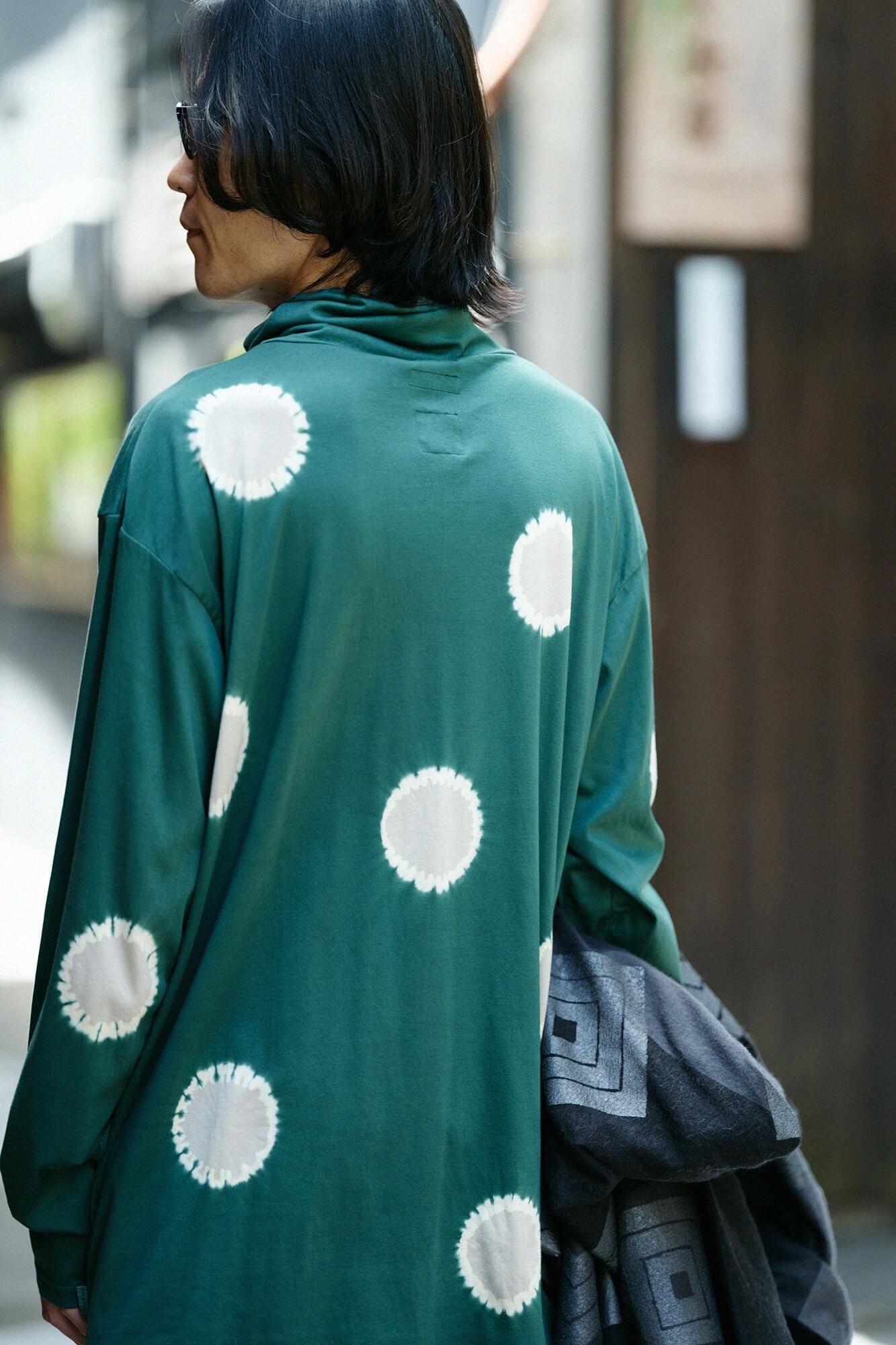 근청 시보리 양면 아미 에리마키지반／물방울 미도리 x 실크 마우스