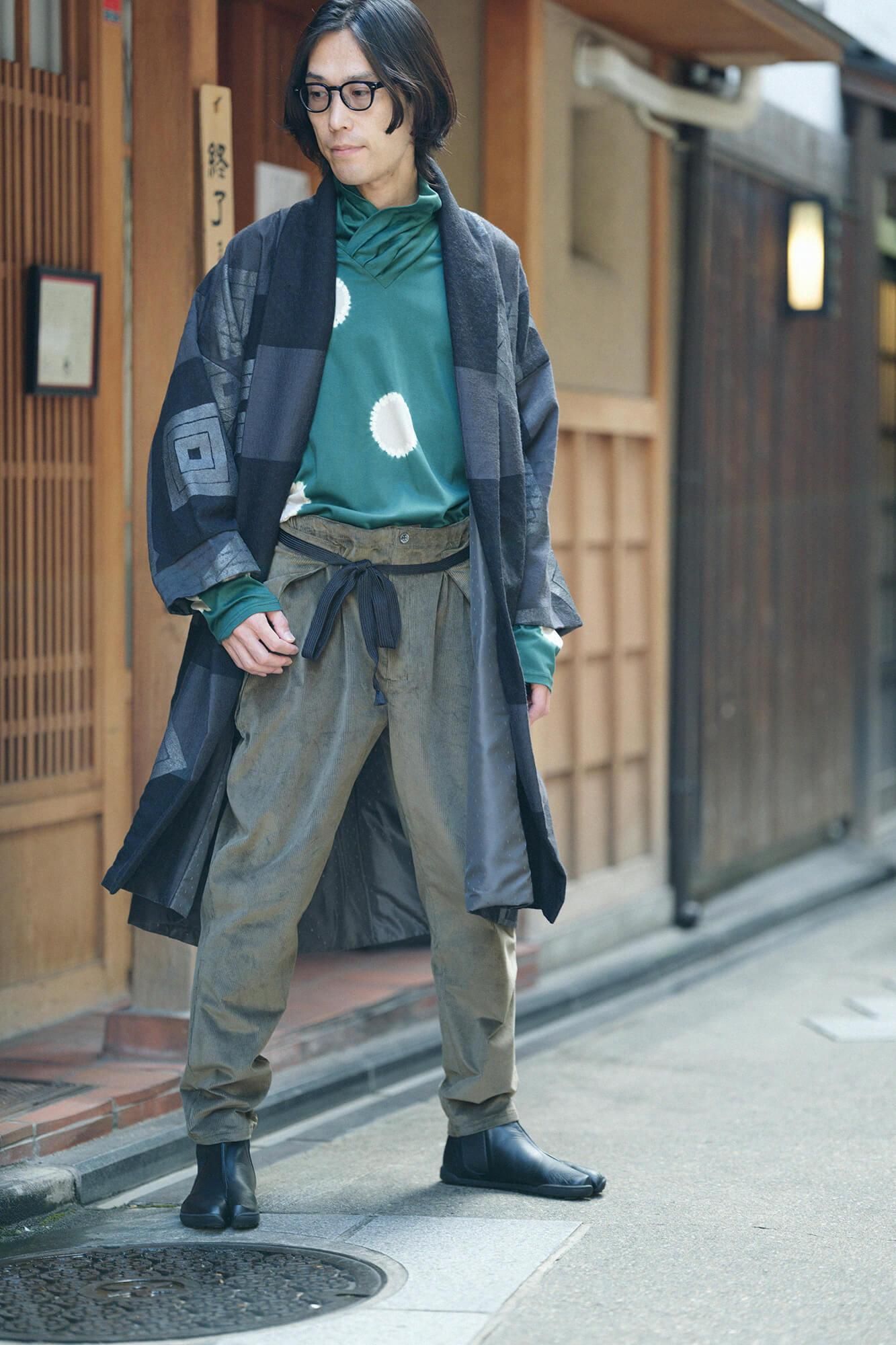 근청 시보리 양면 아미 에리마키지반／물방울 미도리 x 실크 마우스