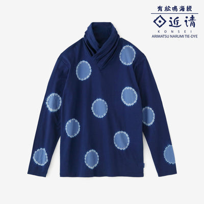 Kinkiyo Shibori Double-sided Edition (Ryomen Ami) Kragenwickel Giban / Große Tupfen (Mizutama Dai) Dunkelblau x Benikake Hanairo (Bekake Hanairo)