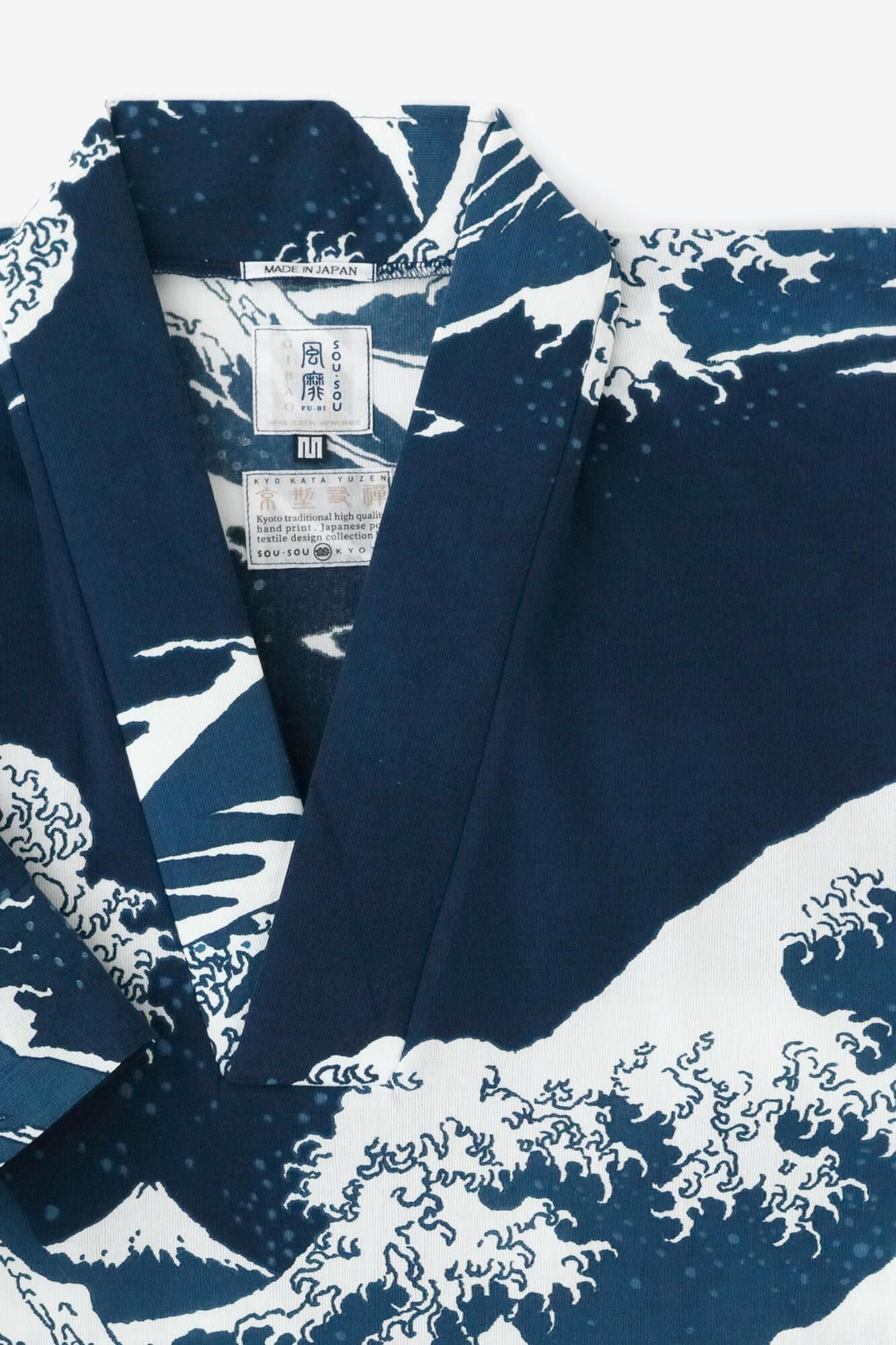 高島縮 40/40 藍捺染（あいなせん） 風靡（ふうび） 上／北斎