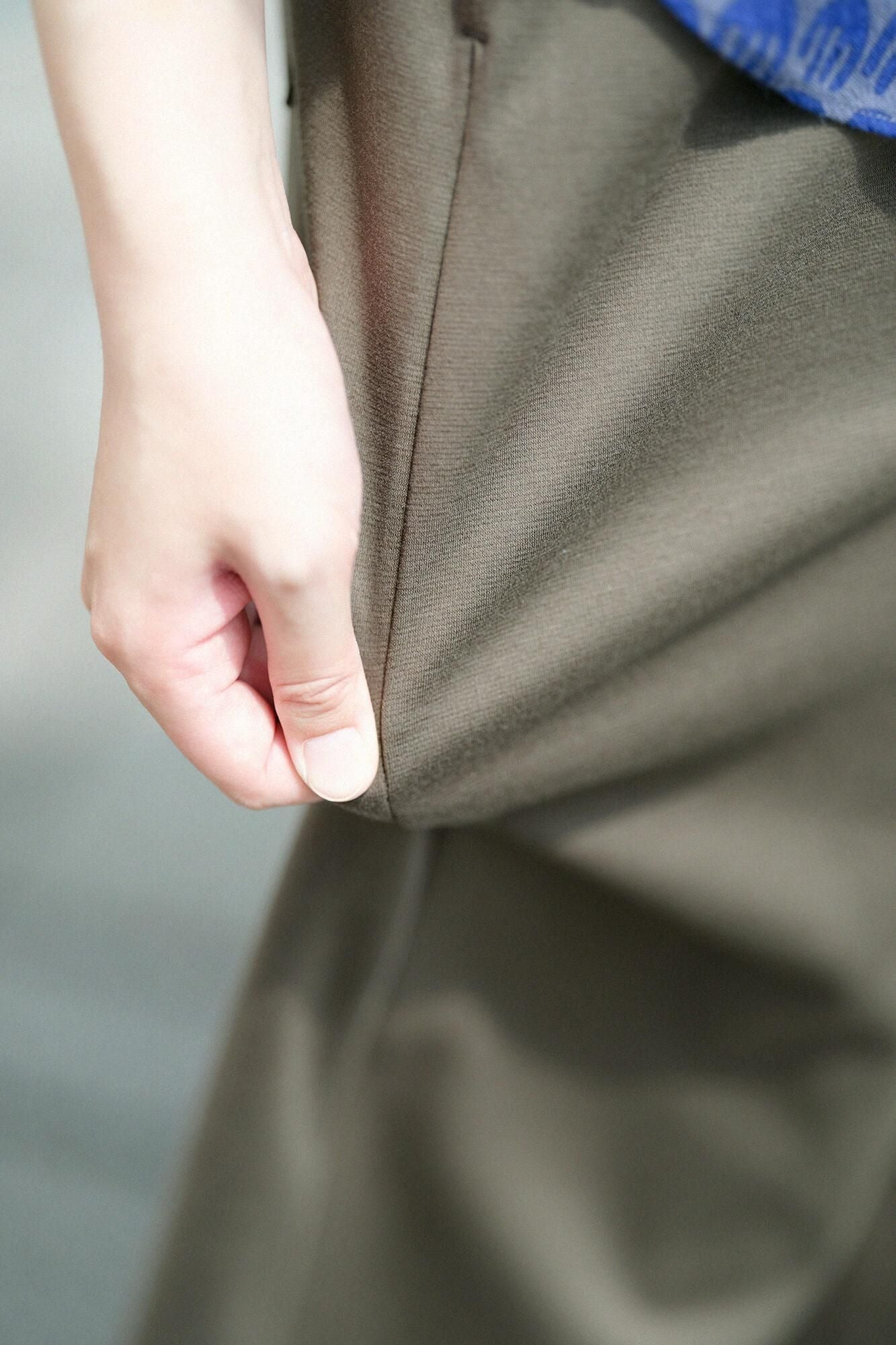 羅紋針織布闊腿褲2.0 /橄欖綠