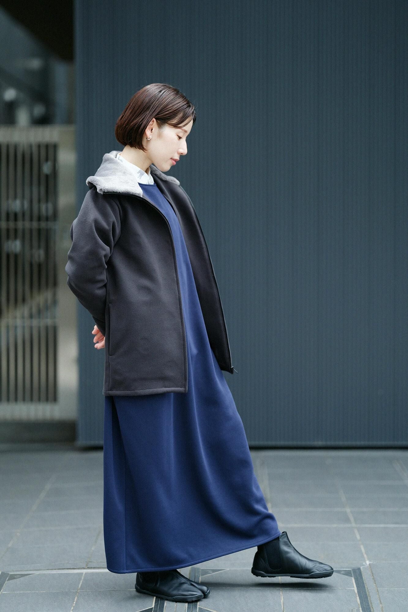 드림 마스터 (R) 골판지 니트 B.N.원피스 맥시 길이/남색