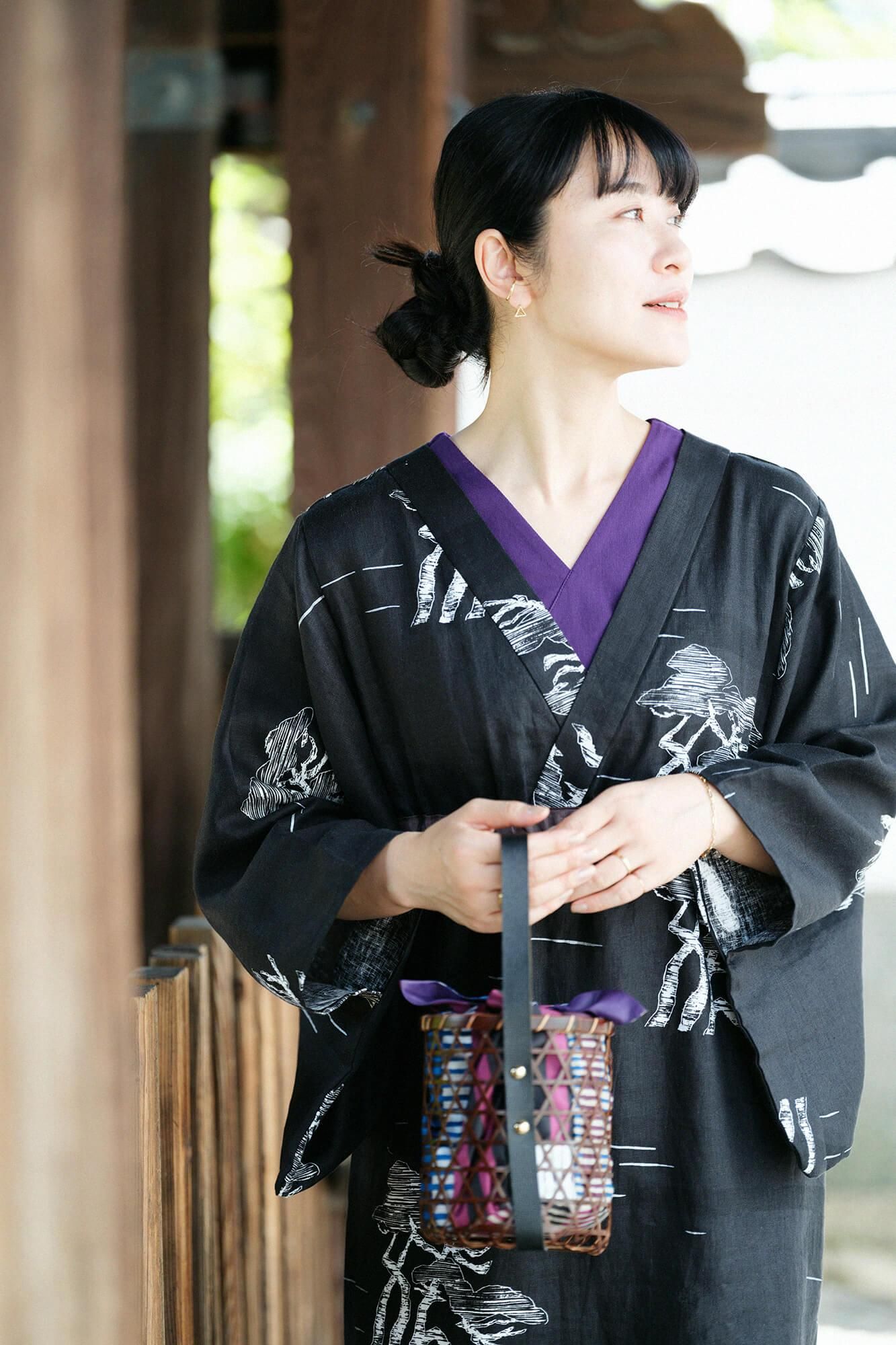 亚麻浴衣御手/松布