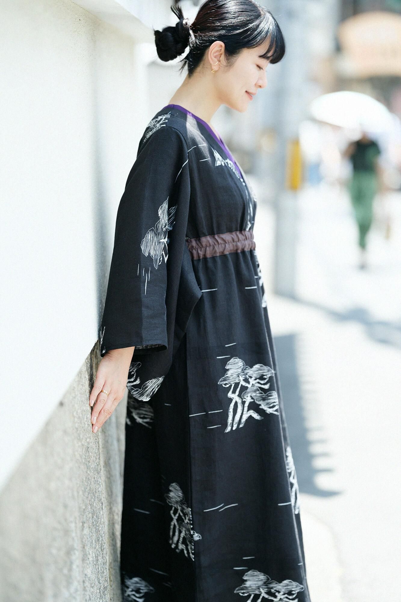 亚麻浴衣御手/松布