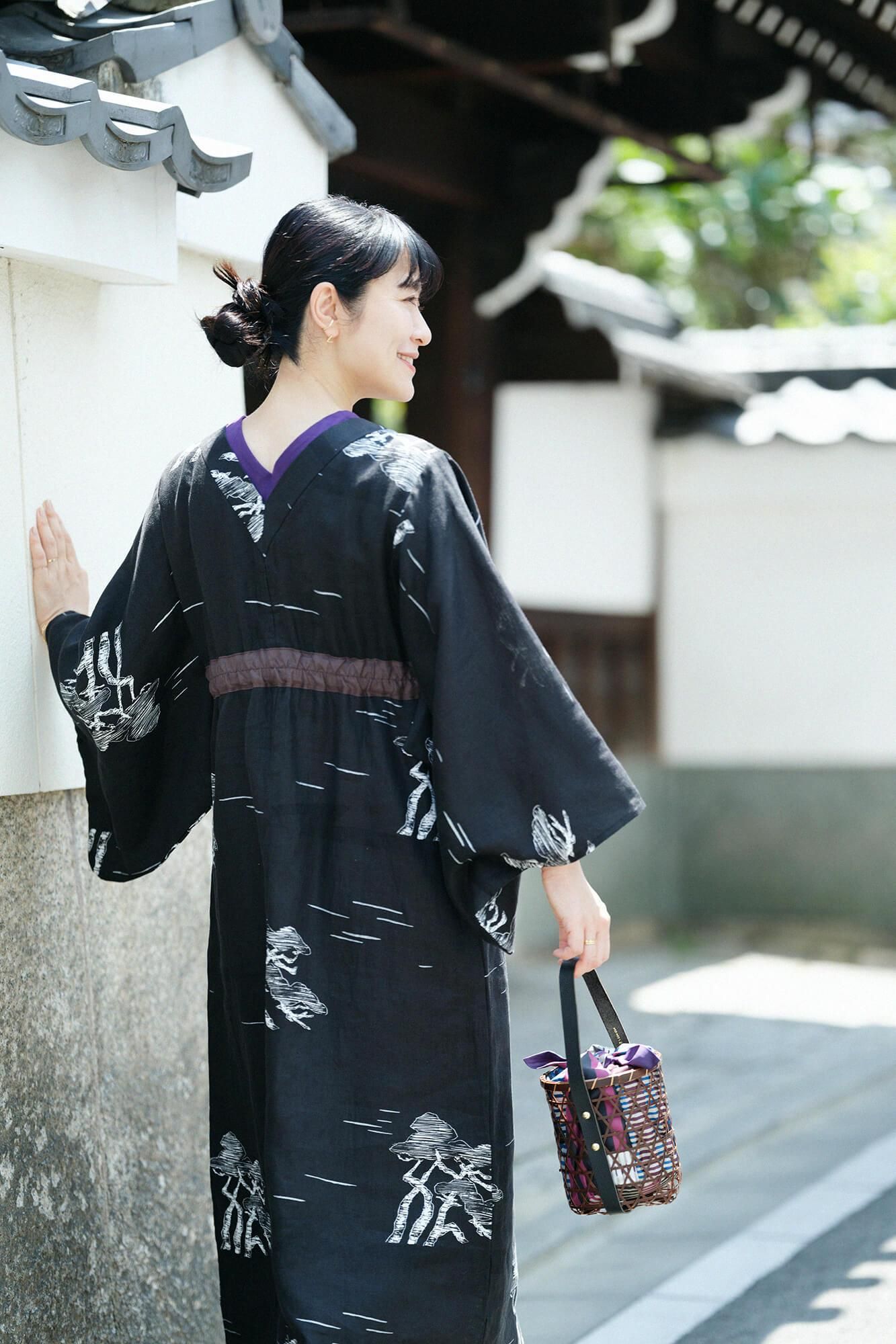 亚麻浴衣御手/松布