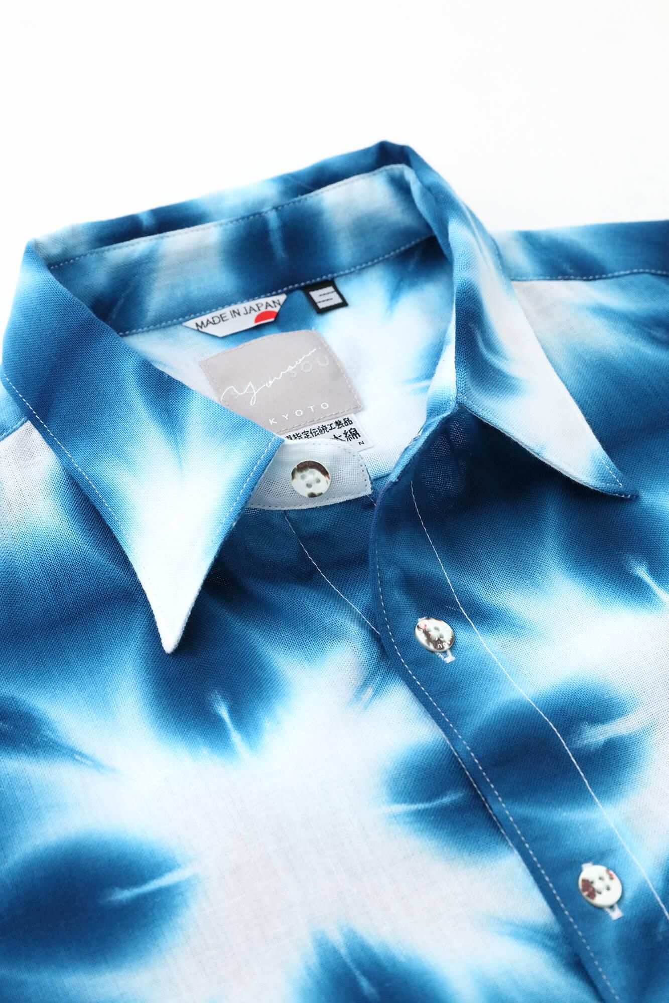 【net limited】Isemomen Cotton Arimatsu Narumi Tie-dye Short Sleeve Shirt / Harisho Snowflakes 2