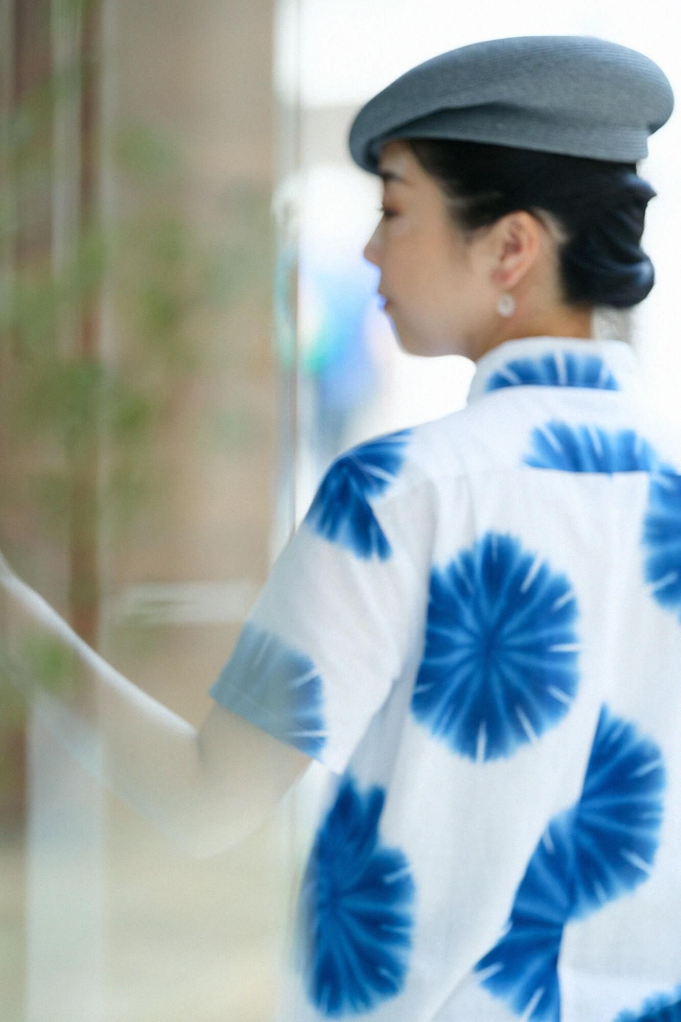 【net限定】伊勢木綿 有松鳴海絞り 半袖シャツ／張正 麻の葉（あさのは）2