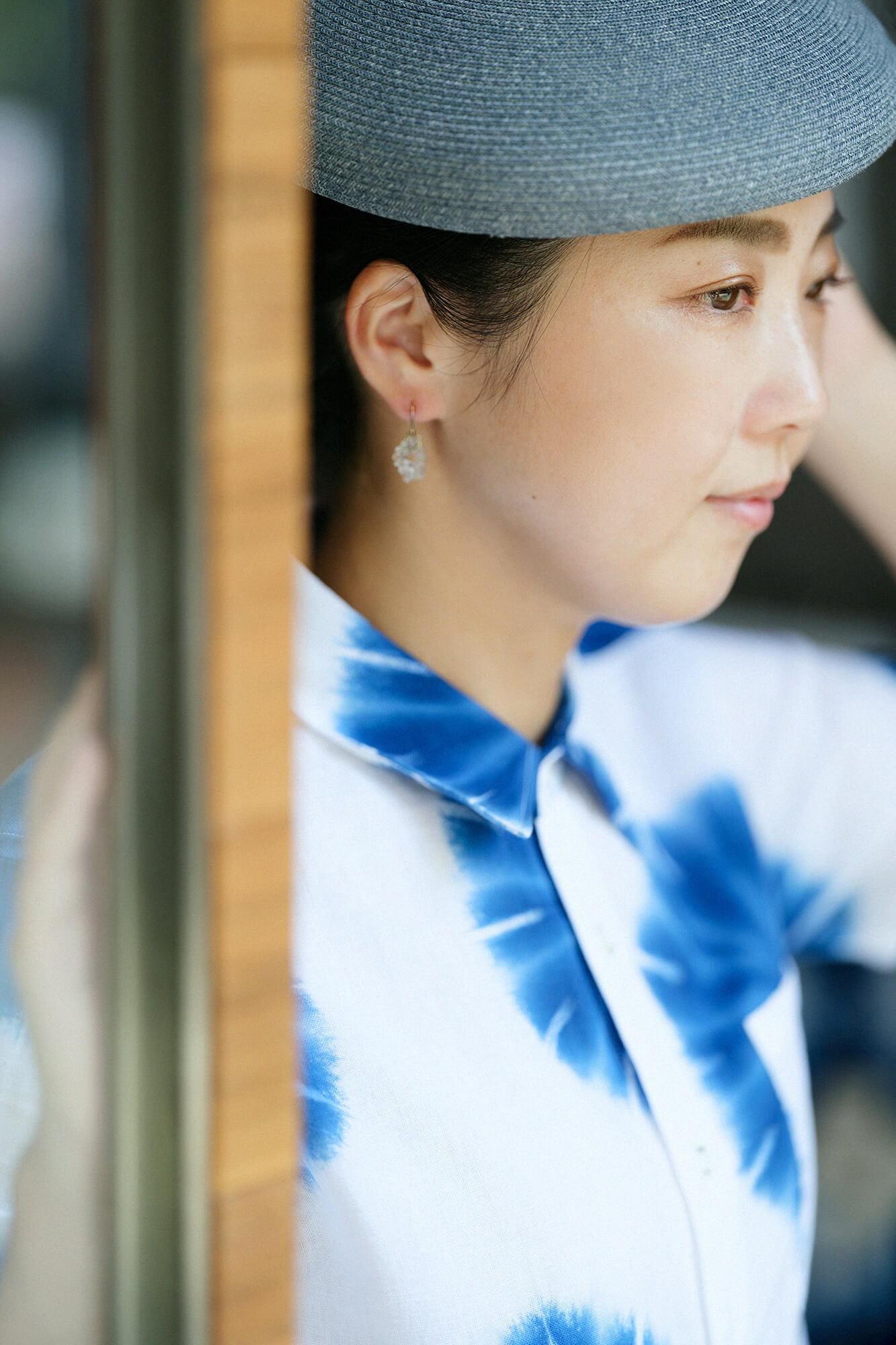 【net限定】伊勢木綿 有松鳴海絞り 半袖シャツ／張正 麻の葉（あさのは）2