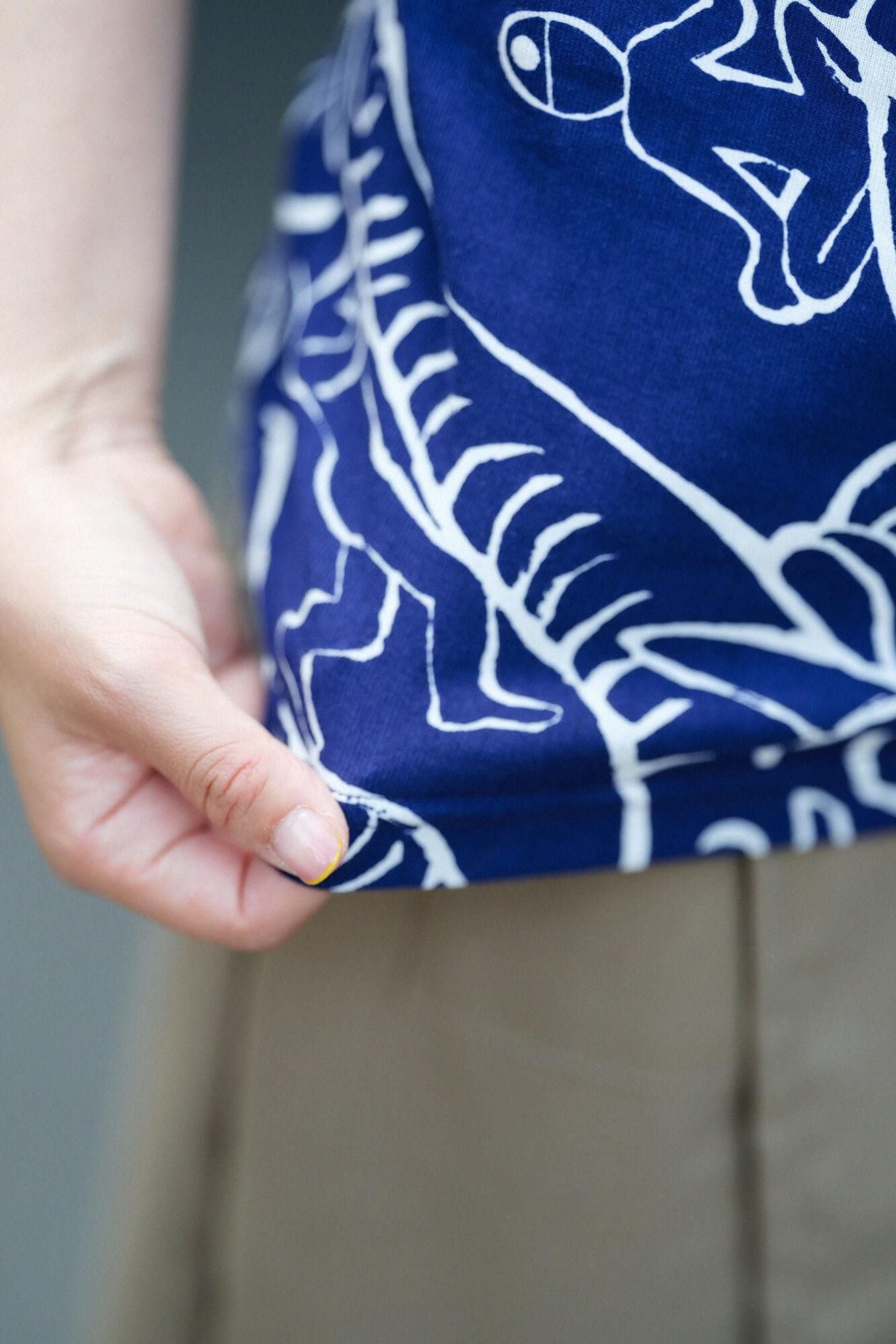 高島縮棉 40/40方領上衣 短袖／flying elephants