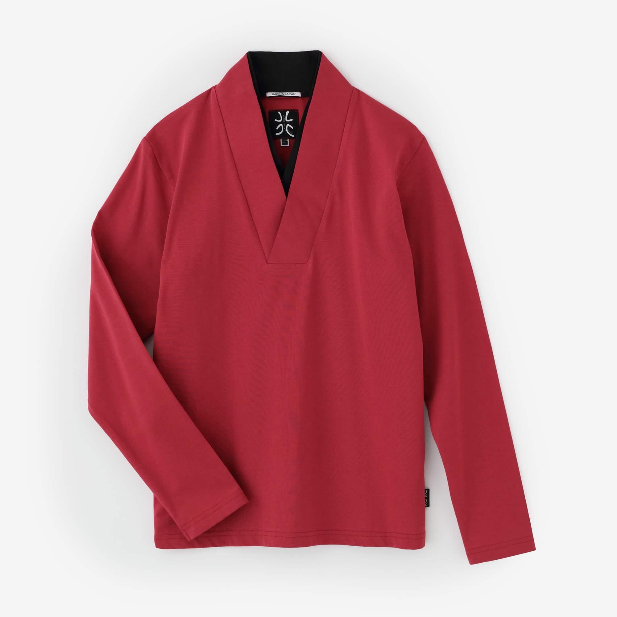 110对：超长棉，半领，狭窄的风味，nukiemon，nukiemon，深猩红色