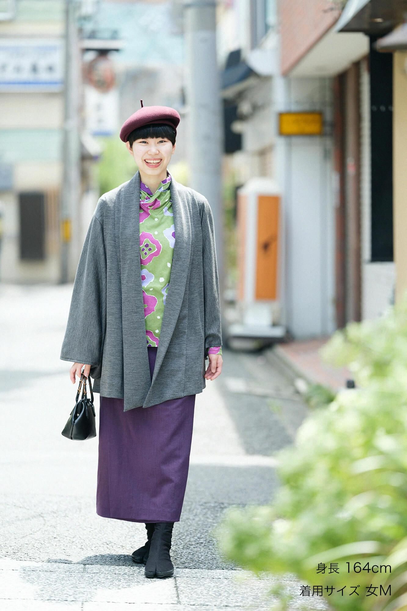 【net限定】コーデュラ混 梳毛（そもう） 小袖蘭陀（こそでらんだ）／杢墨（もくずみ）