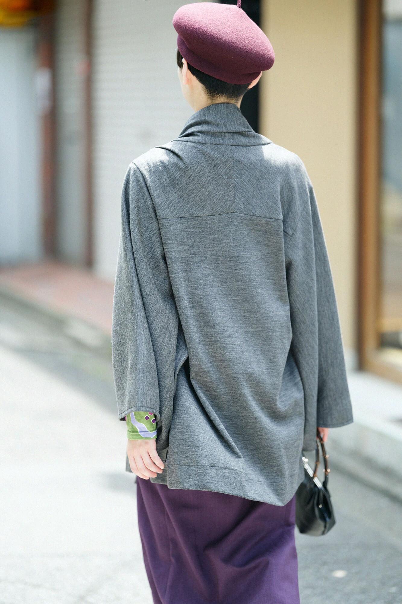 【net限定】コーデュラ混 梳毛（そもう） 小袖蘭陀（こそでらんだ）／杢墨（もくずみ）