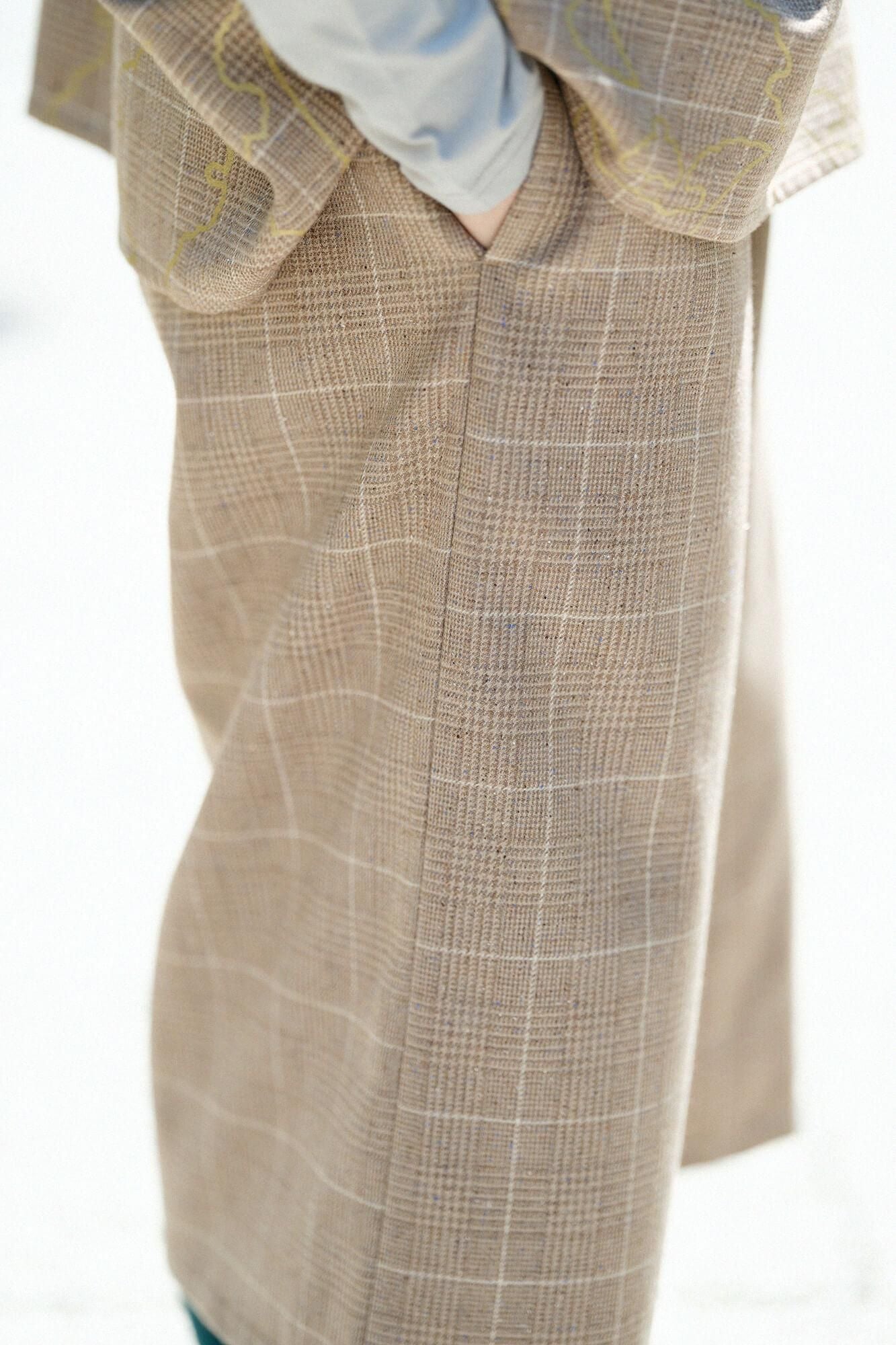 千鳥格子織（ちどりごうしおり） 広形（ひろなり）もんぺ はぎ丈