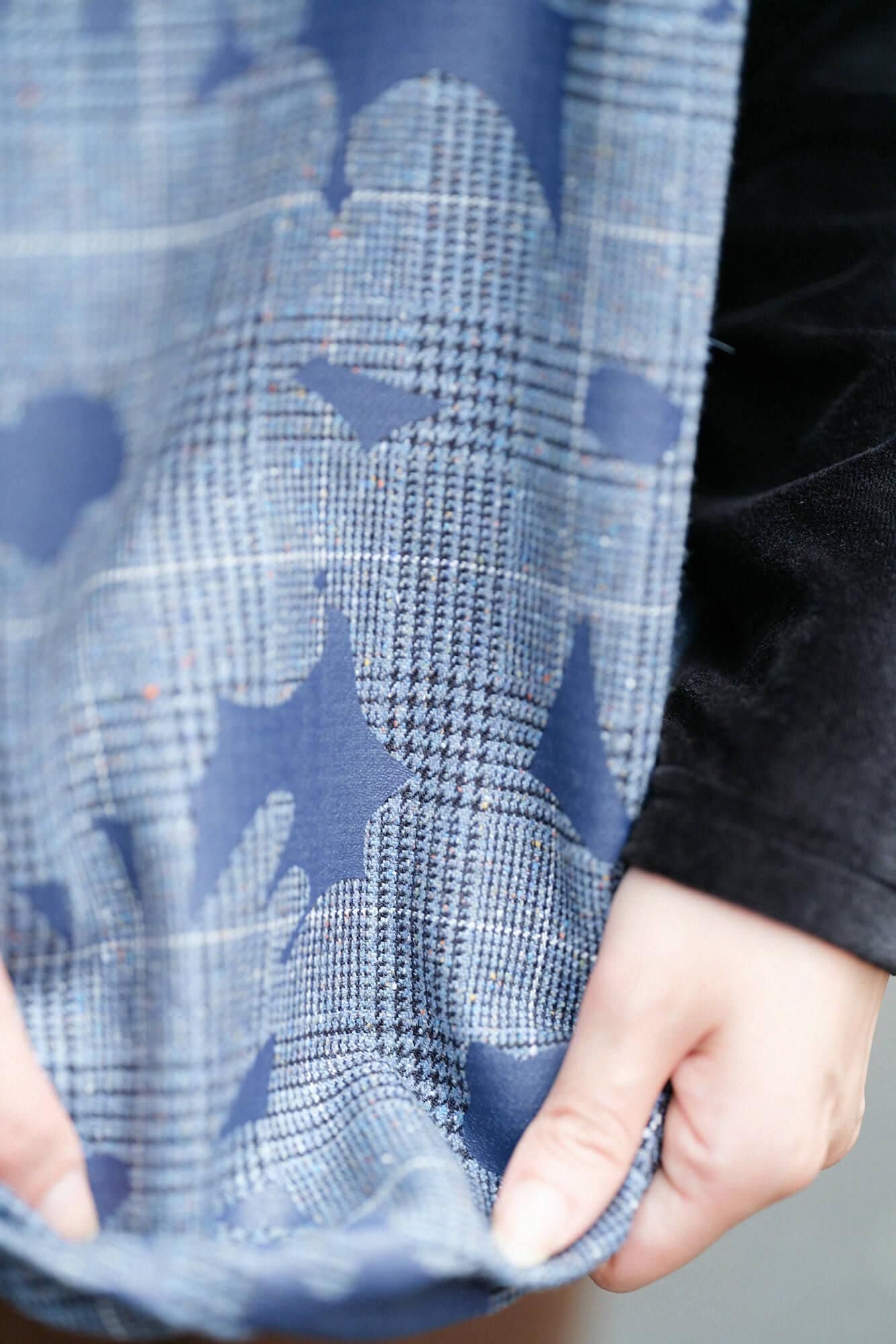 【net limited】Houndstooth Weave Square Top / Oraka Greyish Blue