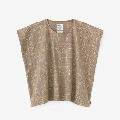 【官網限定】千鳥格紋織方形上衣/裝飾金具柴染色