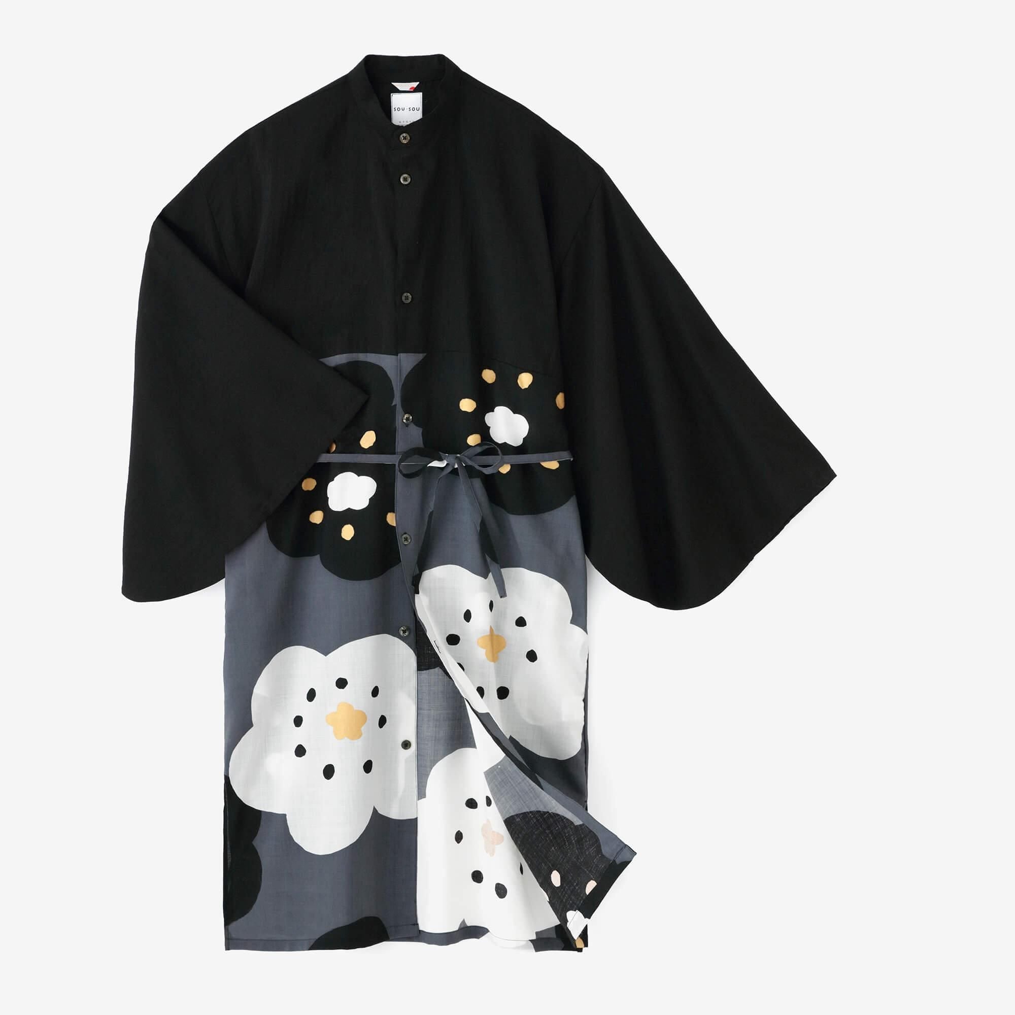 ＳＯＵ・ＳＯＵ　薙刀かり衣 水玉大 孔雀緑×つくも ワンピース たばた絞り 薙刀四角衣（なぎなたしかくい）／水玉大（みずた