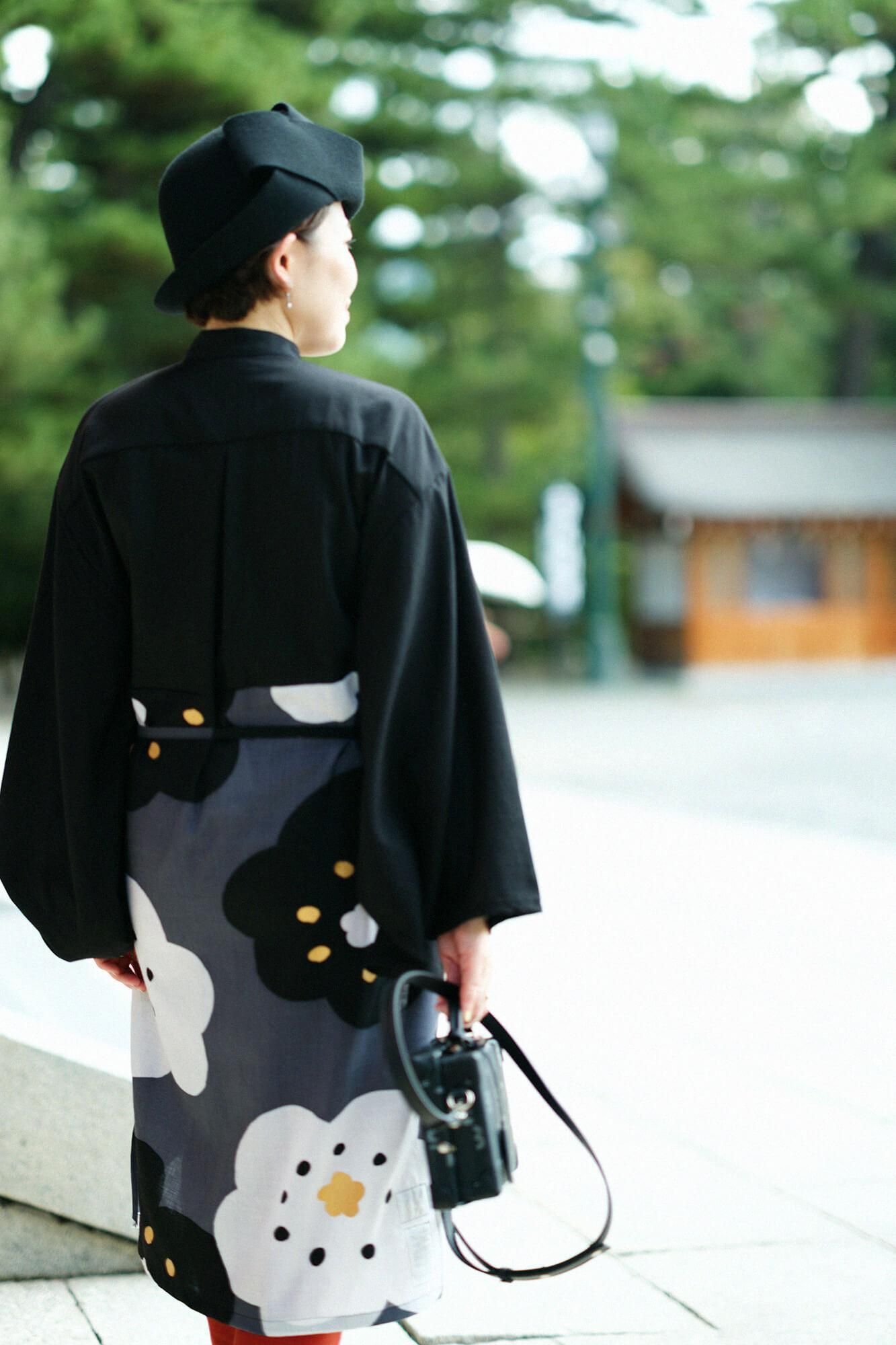 ＳＯＵ・ＳＯＵ　薙刀かり衣 水玉大 孔雀緑×つくも ワンピース たばた絞り 薙刀四角衣（なぎなたしかくい）／水玉大（みずた