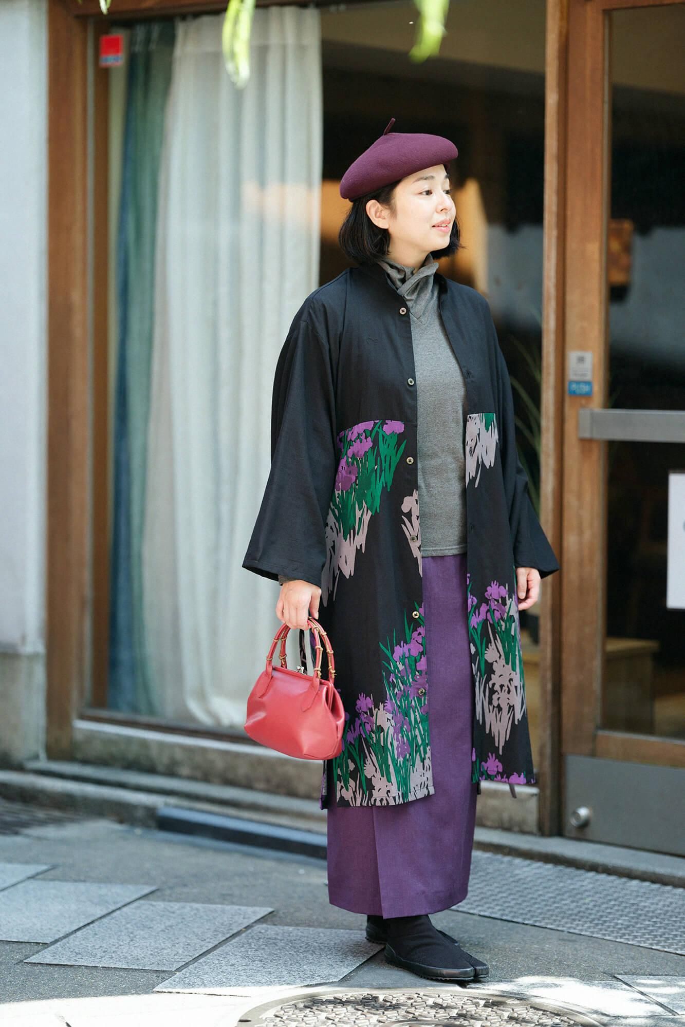 【net限定20%OFF】モスリン 薙刀かり衣（なぎなたかりごろも）／濡羽色（ぬればいろ）×光琳（こうりん） 燕子花図屏風（かきつばたずびょうぶ） 写し（うつし）