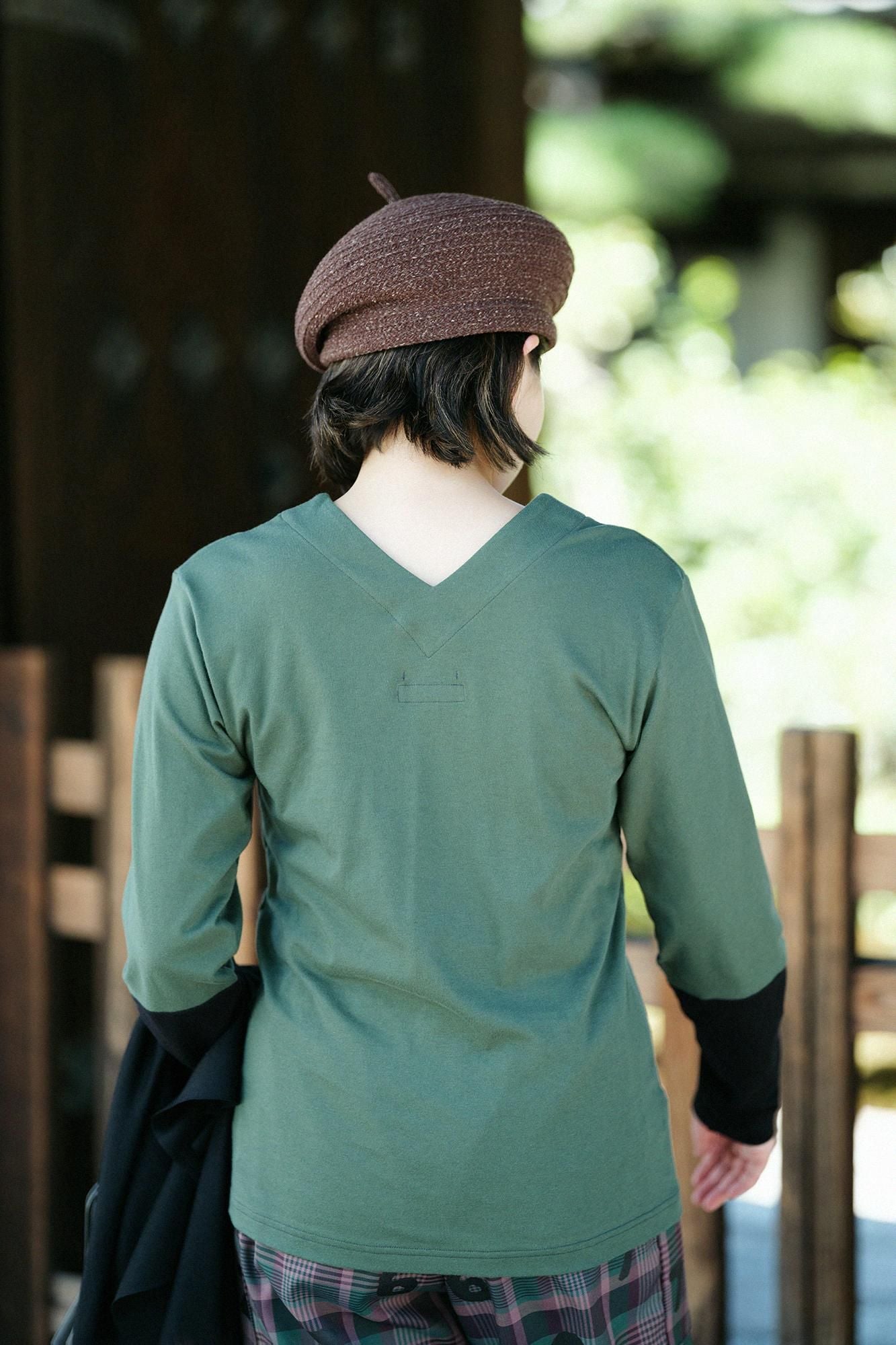 No-collar Jiban Different sleeves 30 single / green moss (Aogoke) x nurebairo