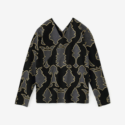 V領上衣 長袖／裝飾金具