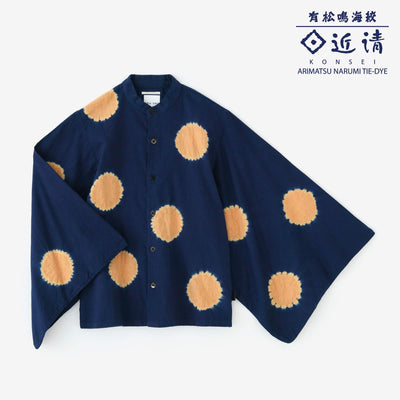 Kinkiyo Shibori、Menke Ayaori、Soui、Ue/大圆点、深蓝色 x 黄褐色