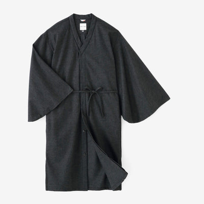 【net限定】梳毛（そもう） カージー編 薙刀かり衣（なぎなたかりごろも） 細衿（さざれえり）／濃灰（こいはい）